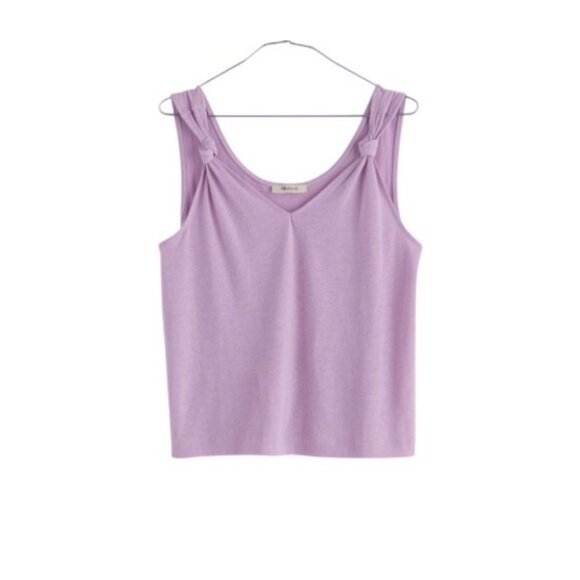 Madewell Womens Knotted Strap Set Of Two Tank Tops White and Lilac Size S - Picture 3 of 7